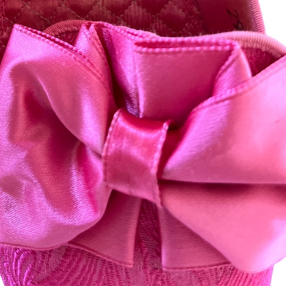Daniel Green Vintage Comfy Slippers Hot Pink with Bows 1960s Size B70 - Picture 3 of 8
